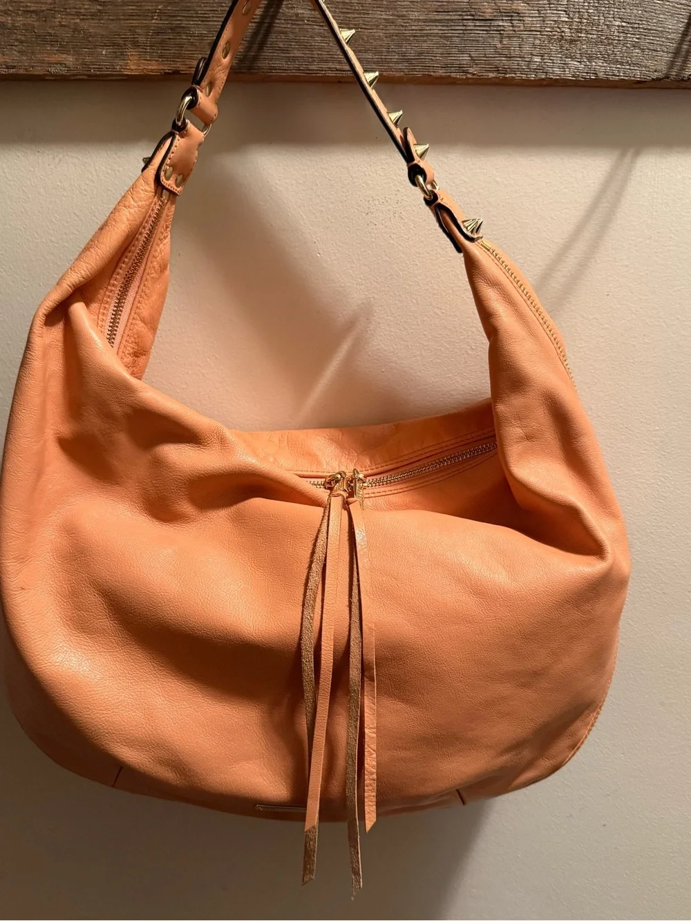 Rebecca Minkoff Bailey Hobo Shoulder Bag Purse in Biscut MSRP $425